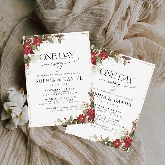 Rustieke Pine Poinsettia repetitie diner Kaart