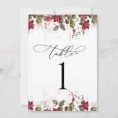 Rustieke Pine Poinsettia Trouwtafel Nummer Kaart (Voorkant)