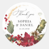 Rustieke Pine Poinsettia Wedding Sticker (Voorkant)