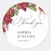 Rustieke Pine Poinsettia Wedding Sticker (Voorkant)
