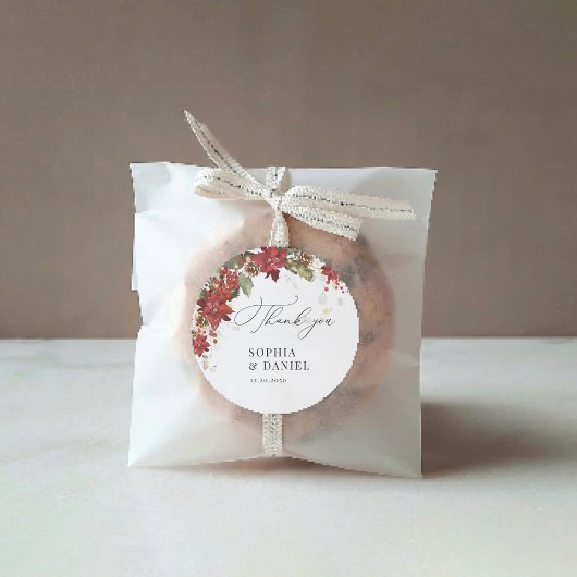 Rustieke Pine Poinsettia Wedding Sticker