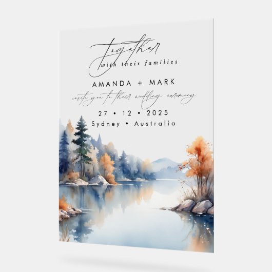 Rustieke Pine Tree Adventure bruiloft Acryl Bord (Hoek)