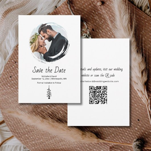 Rustieke Pine Tree Boho Casual bruiloft Save The Date