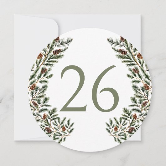 Rustieke Pine Tree Cone Winter Forest Tafelnummer (Voorkant)