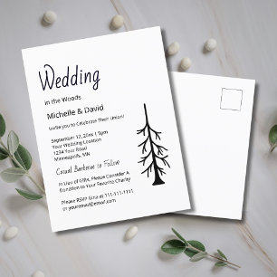 Rustieke Pine Tree Eenvoudige Evergreen Casual bru Uitnodiging Briefkaart
