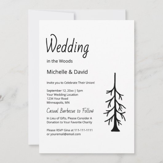 Rustieke Pine Tree Eenvoudige Typografie Casual br Kaart (Voorkant)