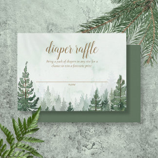 Rustieke Pine Tree Forest Baby Luier Raffle Informatiekaartje