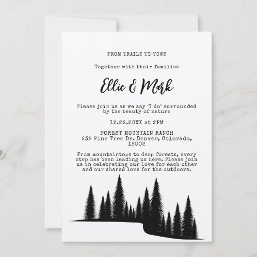 Rustieke Pine Tree Forest Outdoor Wedding Kaart (Voorkant)