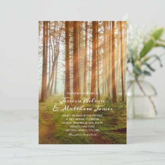 Rustieke Pine Tree Forest Summer Country Wedding Kaart (Staand voorkant)