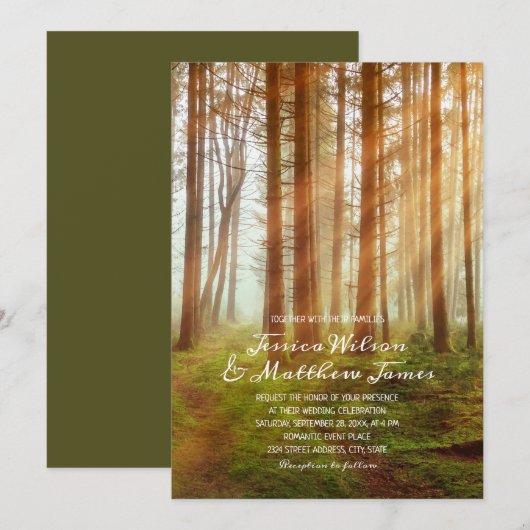 Rustieke Pine Tree Forest Summer Country Wedding Kaart (Voorkant / Achterkant)