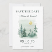 Rustieke Pine Tree Foto Bruiloft Save the Date Kaart (Voorkant)