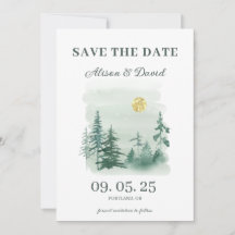 Rustieke Pine Tree Foto Bruiloft Save the Date