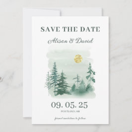 Rustieke Pine Tree Foto Bruiloft Save the Date Kaart