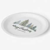 Rustieke Pine Tree Kerstmis Papieren Bordje (Gekanteld)