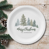 Rustieke Pine Tree Kerstmis Papieren Bordje