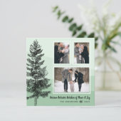 Rustieke Pine Tree Mint 3-foto collage begroeting Feestdagenkaart (Staand voorkant)