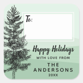 Rustieke Pine Tree Mint Green Gift Label van famil