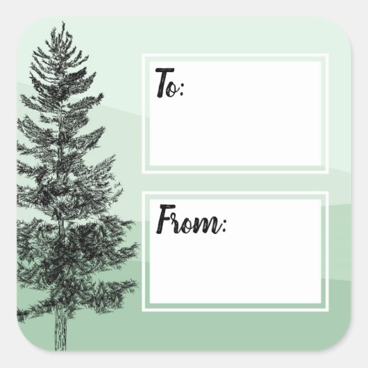 Rustieke Pine Tree Mint schrijven-op / van cadeau  Vierkante Sticker (Voorkant)