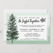 Rustieke Pine Tree Mint Vakantie Diner / Feest Kaart (Voorkant)