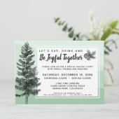 Rustieke Pine Tree Mint Vakantie Diner / Feest Kaart (Staand voorkant)