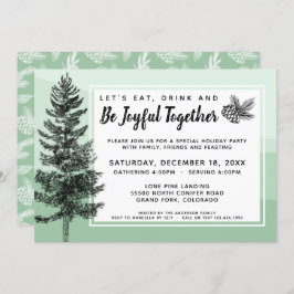 Rustieke Pine Tree Mint Vakantie Diner / Feest Kaart