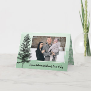Rustieke Pine Tree Mint Vakantie Foto Groet Kaart