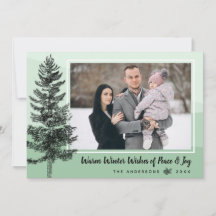 Rustieke Pine Tree Mint Vakantie Foto Wenskaart