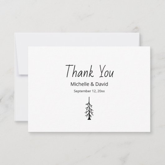 Rustieke Pine Tree Modern Casual bruiloft Bedankkaart (Voorkant)