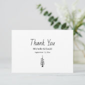 Rustieke Pine Tree Modern Casual bruiloft Bedankkaart (Staand voorkant)