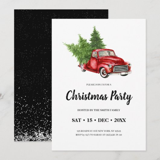 Rustieke  Pine Tree Red Truck Kerstfeest Kaart (Voorkant / Achterkant)