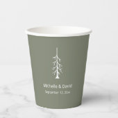 Rustieke Pine Tree Sage Green bruiloft receptie Papieren Bekers (Voorkant)
