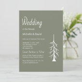 Rustieke Pine Tree Sage Green Casual bruiloft Kaart (Staand voorkant)
