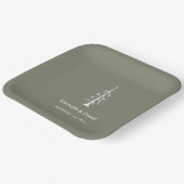 Rustieke Pine Tree Sage Green Casual bruiloft Papieren Bordje (Gebogen)
