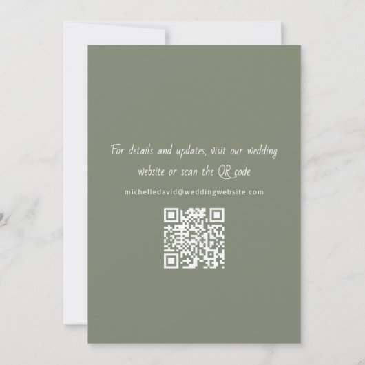 Rustieke Pine Tree Sage Green Casual bruiloft Save The Date (Achterkant)