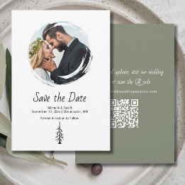 Rustieke Pine Tree Sage Green Casual bruiloft Save The Date