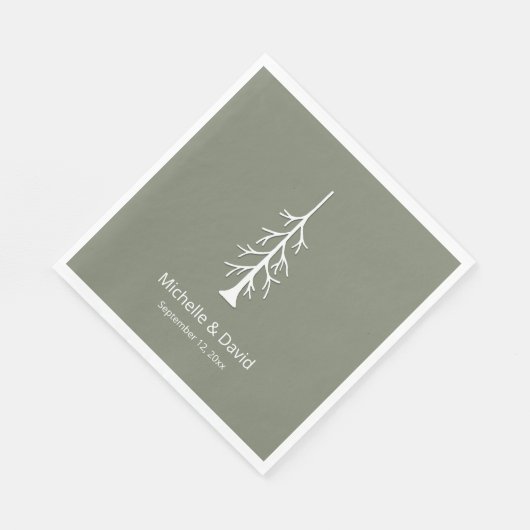 Rustieke Pine Tree Sage Green Casual bruiloft Servet (Hoek)