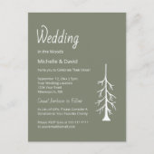 Rustieke Pine Tree Sage Green Casual bruiloft Uitnodiging Briefkaart (Voorkant)
