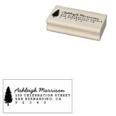 Rustieke Pine Tree Script naam & retour adres Rubberstempel (Gestempeld)