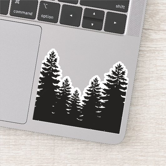 Rustieke Pine tree silhouet outdoor avontuur Sticker (Detail)