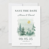 Rustieke Pine Tree Winter Bruiloft Save the Date Kaart (Voorkant)
