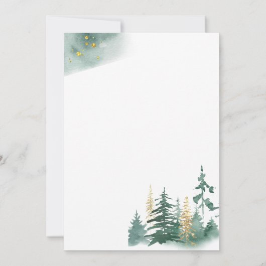Rustieke Pine Tree Winter Bruiloft Save the Date Kaart (Achterkant)