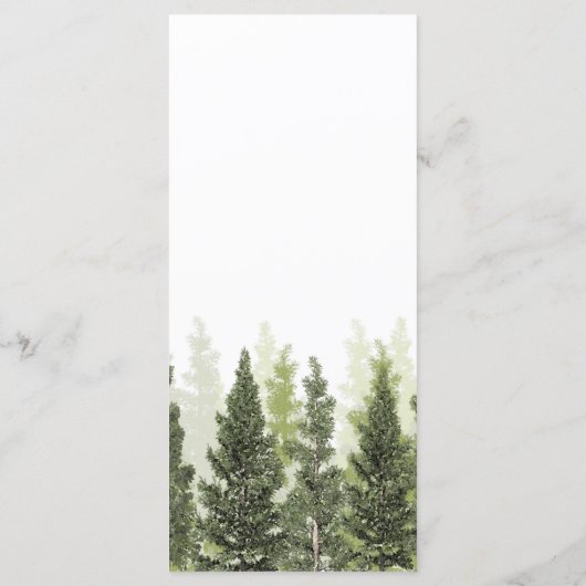 Rustieke Pine Trees Eenvoudig Country Wedding Menu (Achterkant)