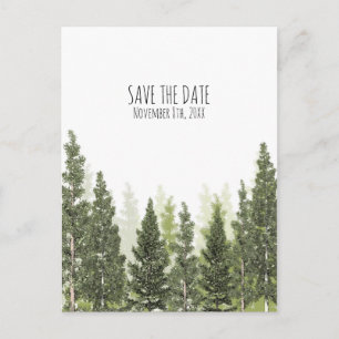 Rustieke Pine Trees Eenvoudig Land Save the Date Aankondigingskaart