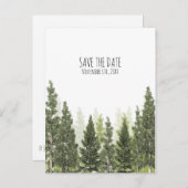 Rustieke Pine Trees Eenvoudig Land Save the Date Aankondigingskaart (Voorkant / Achterkant)