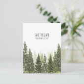Rustieke Pine Trees Eenvoudig Land Save the Date Aankondigingskaart (Staand voorkant)