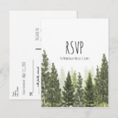 Rustieke Pine Trees Eenvoudige Country Wedding RSV Uitnodiging Briefkaart (Voorkant / Achterkant)