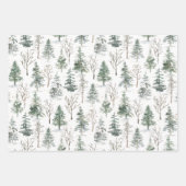 Rustieke Pine Trees Forest Waterverf Winter Inpakpapier Vel (Voorkant)