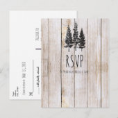 Rustieke Pine Trees Houten Eenvoudige Huwelijk RSV Uitnodiging Briefkaart (Voorkant / Achterkant)
