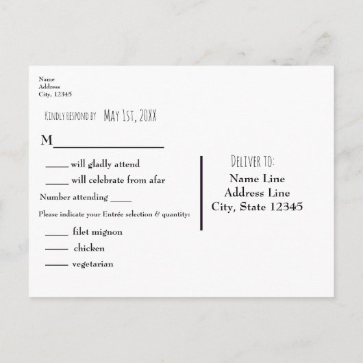 Rustieke Pine Trees Houten Eenvoudige Huwelijk RSV Uitnodiging Briefkaart (Achterkant)