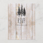Rustieke Pine Trees Houten Eenvoudige Huwelijk RSV Uitnodiging Briefkaart (Voorkant)
